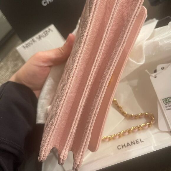 Pink Caviar Leather Wallet on Chain with Charm - Picture 5 of 12